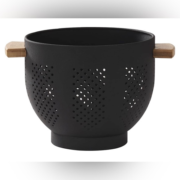 Our Place Other - Matte Black Colander with Bamboo Handles